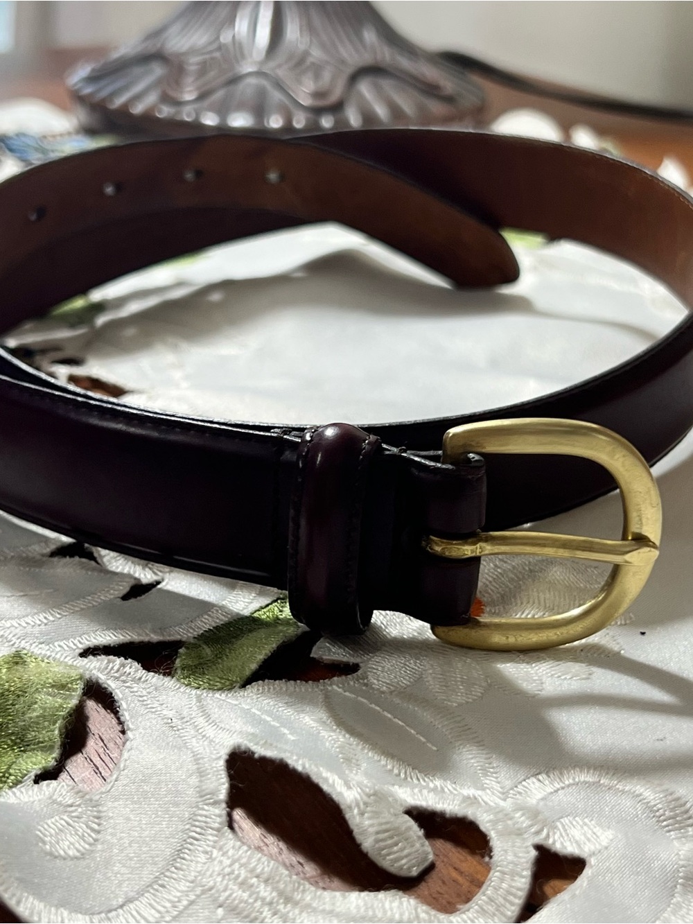 Coach women’s Dark Brown Leather Belt with Brass Buckle size 32